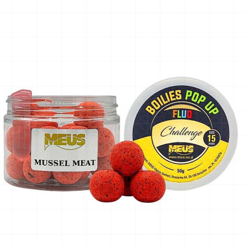 Challenge Fluo Pop Up 15 mm Mussel meal (maso ze slávek)